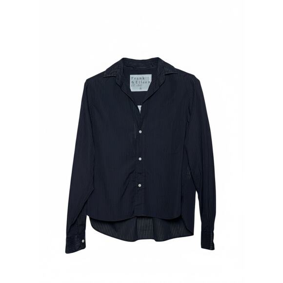 Frank & Eileen Tops - Frank & Eileen NWT Silvio Black Sheer Striped Untuckable Button Up Shirt Size XS